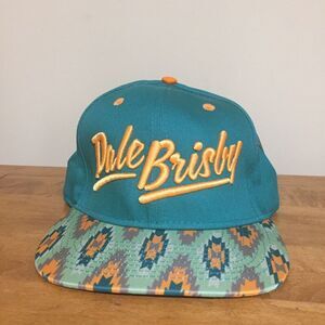 DALE BRISBY Flat Brim Hat SnapBack Southwestern Green Orange Rodeo Time Cowboy